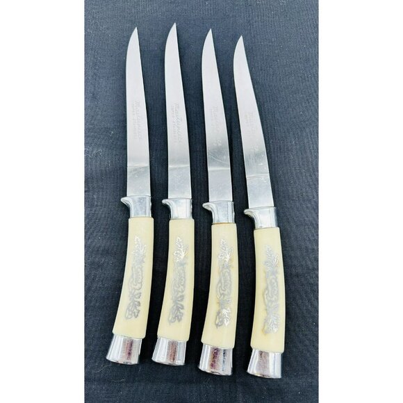 Royal Brand Federal Co Cutlery Other - Royal Brand Federal Co Japan 4 Steak Knives Stainless Steel Celluloid Handle MCM